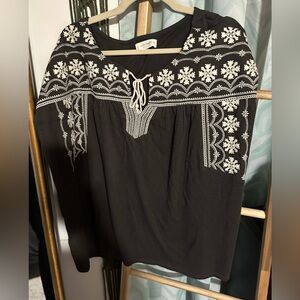 Lucky Brand Embroidered Peasant Blouse